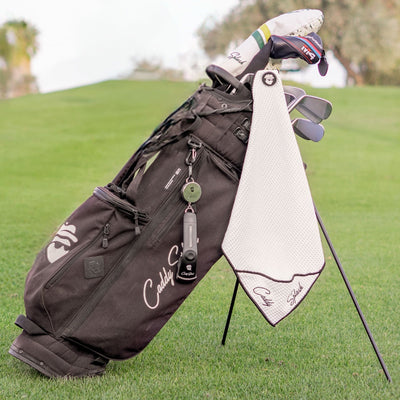 Golf Pocket Mag Towel - White + Golf Club Water Brush Pro Bundle