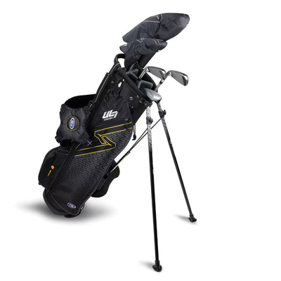 U.S. Kids Golf UL-7 5 Club Stand Set (Approx Age 12, Height 63"-66") Black/Gold Bag