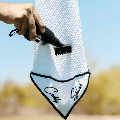 Magnetic Golf Towel with Ball Pocket - (White)