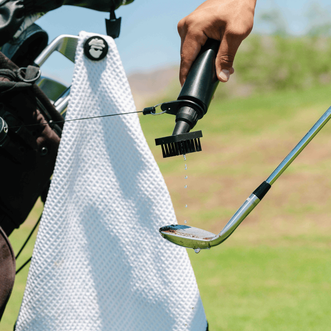 Magnetic Golf Towel with Ball Pocket - (White)