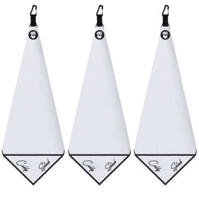 Magnetic Golf Towel with Ball Pocket - (White)