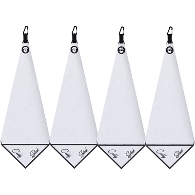 Magnetic Golf Towel with Ball Pocket - (White)