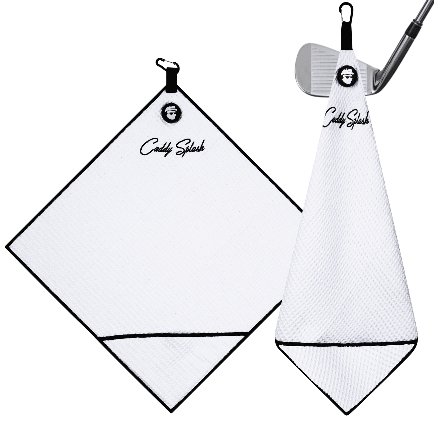 Magnetic Golf Towel with Ball Pocket - (White)