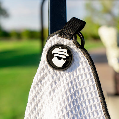 Magnetic Golf Towel with Ball Pocket - (White)