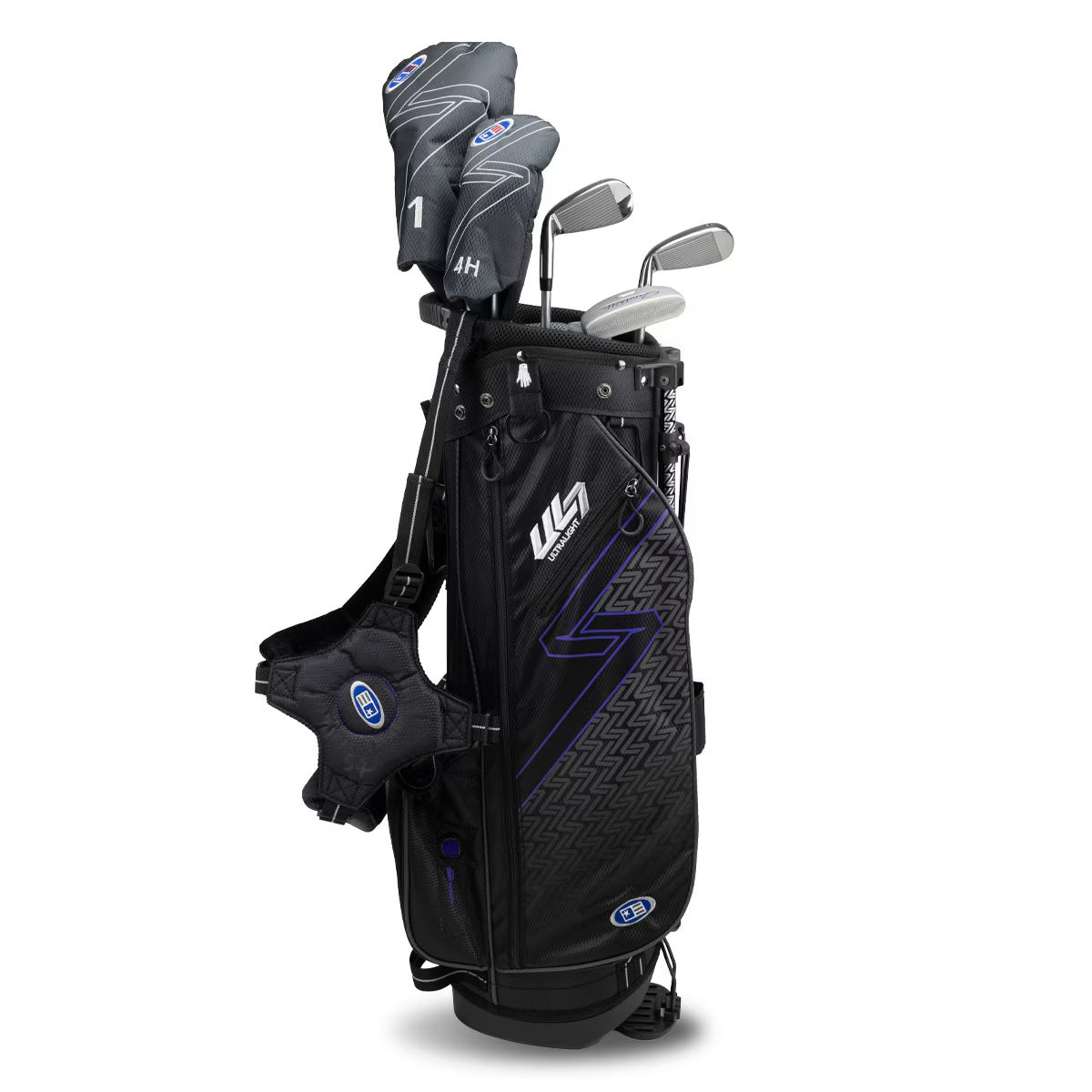 U.S. Kids Golf UL-7 5 Club Stand Set (Approx Age 9, Height 54"-57") Black/Purple Bag