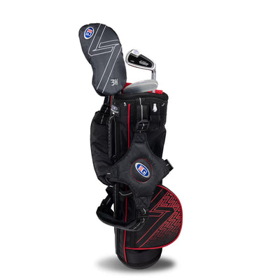 U.S. Kids Golf UL-7 3 Club Stand Set (Approx Age 4, Height 39"-42") Black/Red Bag