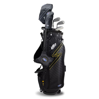 U.S. Kids Golf UL-7 5 Club Stand Set (Approx Age 12, Height 63"-66") Black/Gold Bag